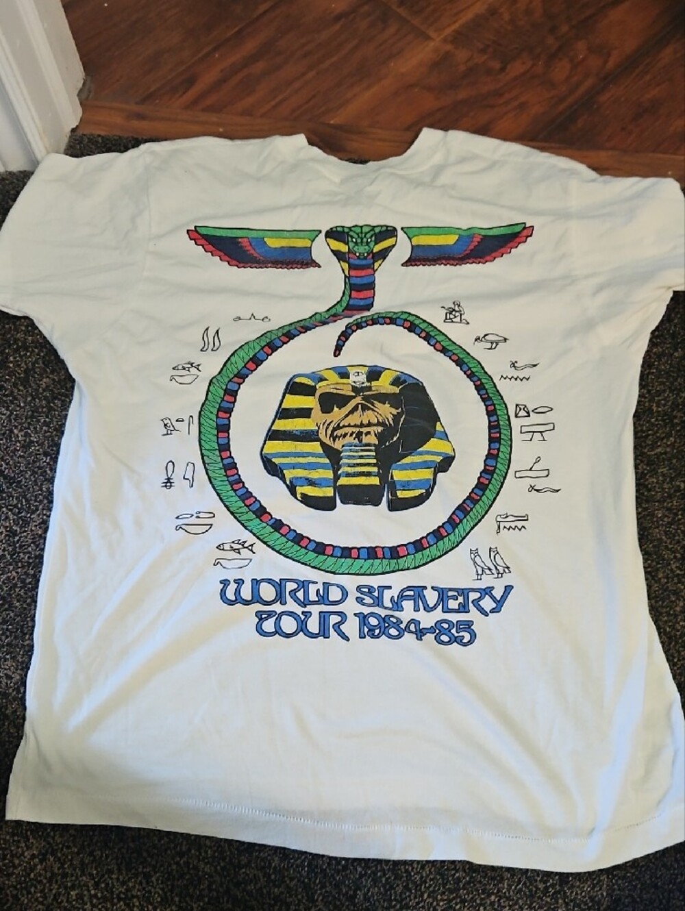 Urban Outfitters White Iron Maiden Graphic Tee with Blue and Red Print - Picture 2 of 2